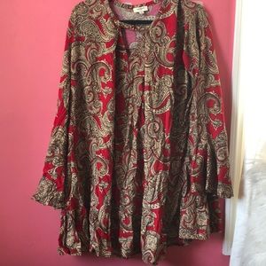 Red Paisley Printed Swing Dress